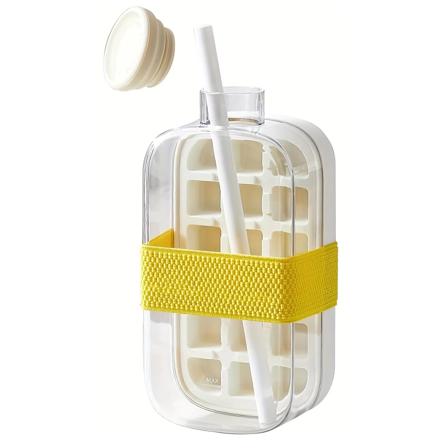 Silicone One-click Ice Mold Bottle Cooler Cup with Straw Ice Cube Tray with Lid for Freezer Creative NO TOUCH Mould for Summer