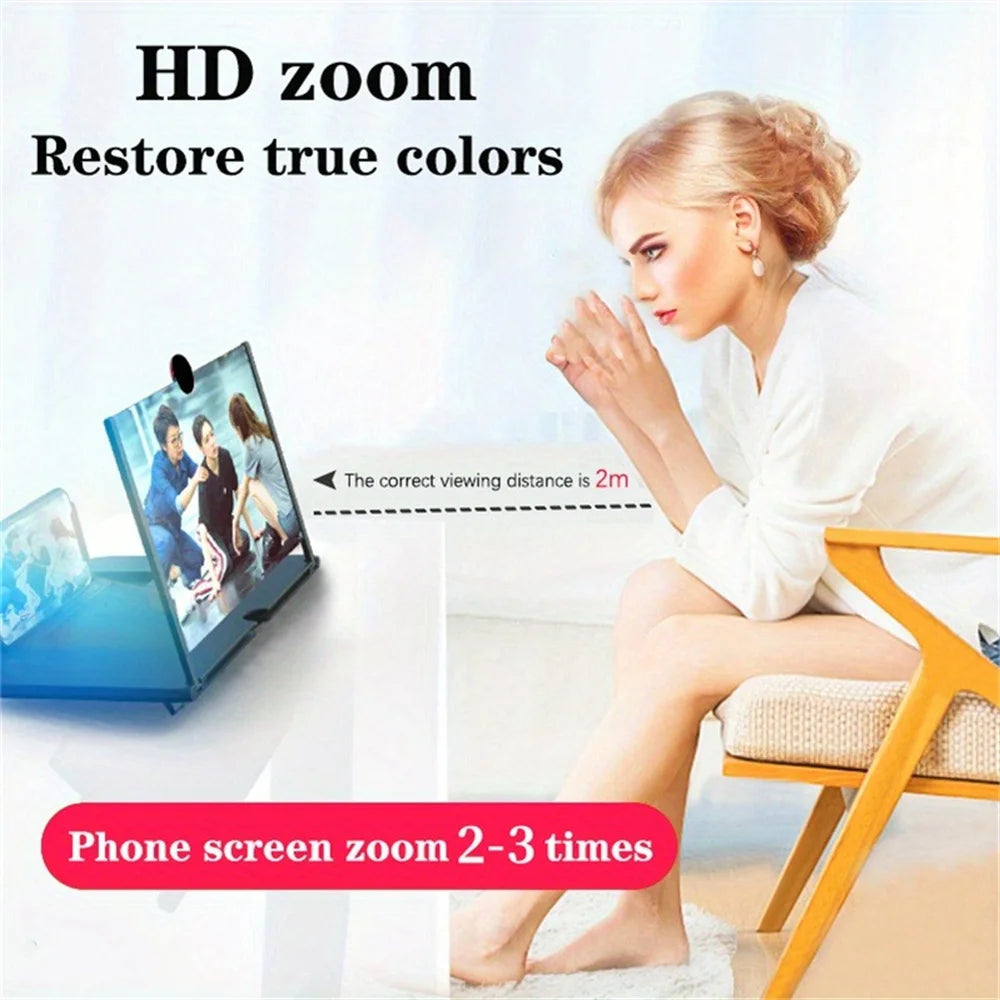New 12 inch 3D Screen Amplifier HD Mobile Phone Screen Video Magnifier For Smartphone Holder Enlarged Screen Phone Stand Bracket