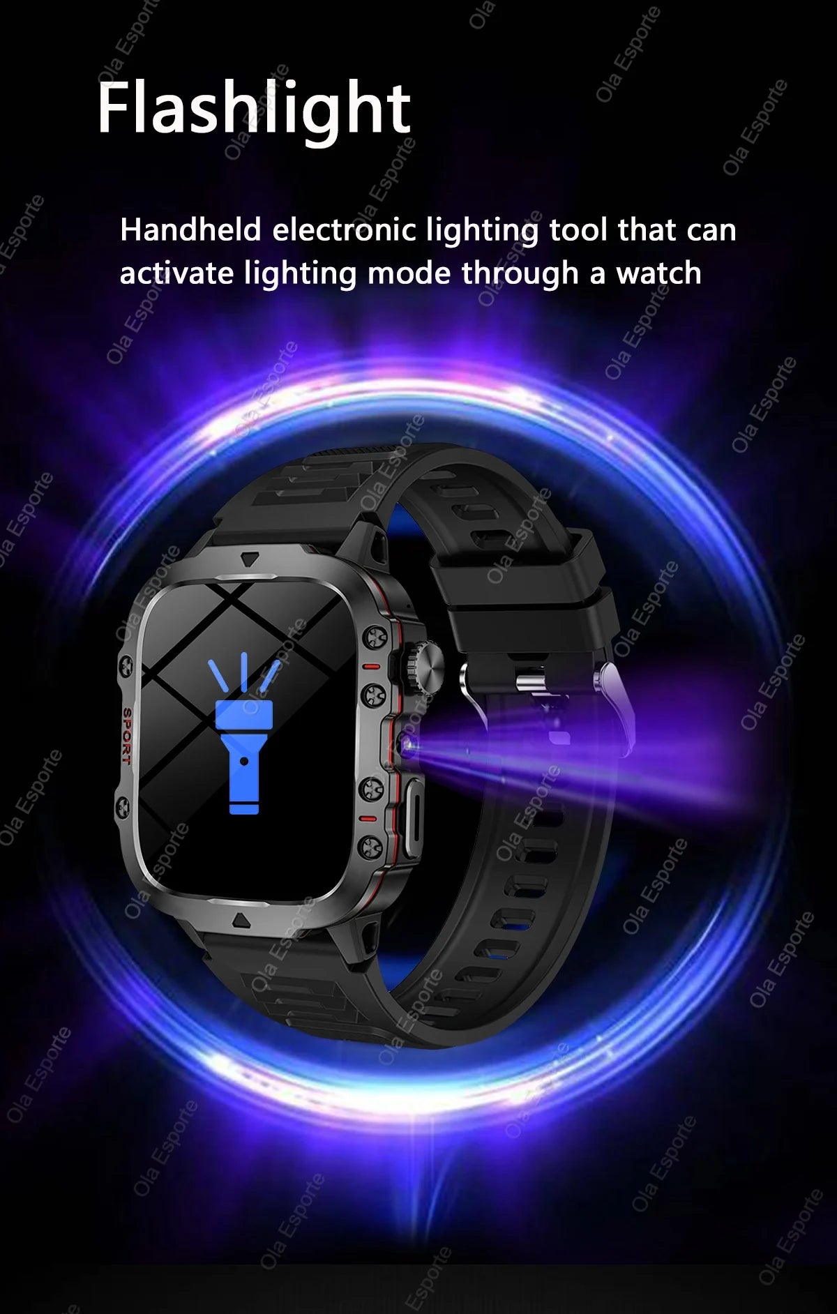 New Military GPS Smartwatch LED Flashlight Fitness IP68 Waterproof Outdoor Sports Tracker Bluetooth Calls Smart Watch Men Women