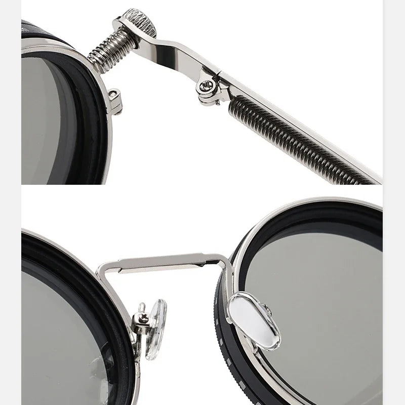 Polarized Round Sunglasses Men ND9 Adjustable Dimming Sun Glasses Women Retro Punk Fishing Eyeglasses Outdoor Shades UV400