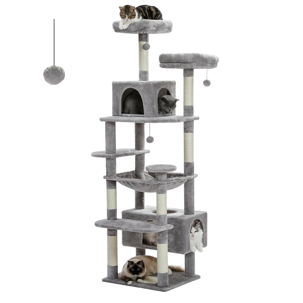 Large Cat Tree and Tower for Indoor Cats With Sisal-Covered Scratching Posts Spacious Hammock Padded Perches and Condos Cat Toys