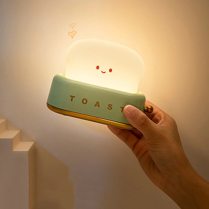Bread Toast Table Light Toaster Nightlight Creative USB Rechargeable Led Lamp Decor Holiday Baby Bedroom For Birthday Gift