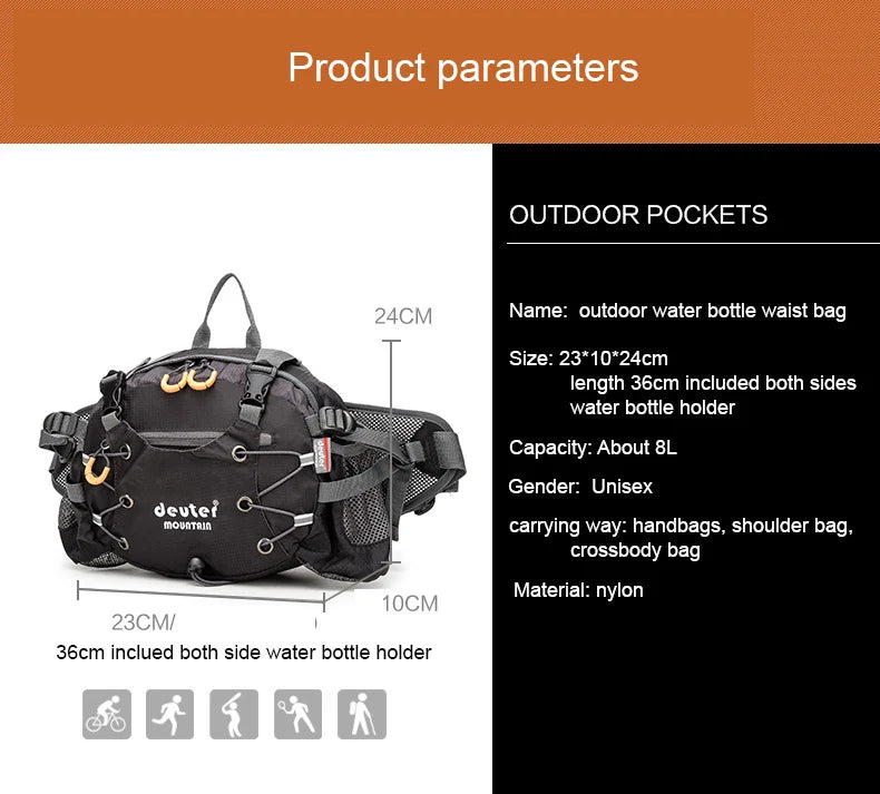 Camping Waist Chest Bag Outdoor Nylon Shoulder Bag Crossbody Travel Cycling Bicycle Riding Running Handbags Climbing Men's Bags