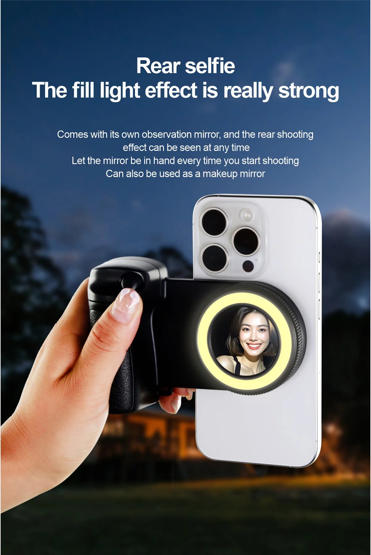 Magnetic Smartphone Handle Grip with Detachable 30M Bluetooth Remote with Fill Light Anti-shake Selfie Handle Photo Bracket
