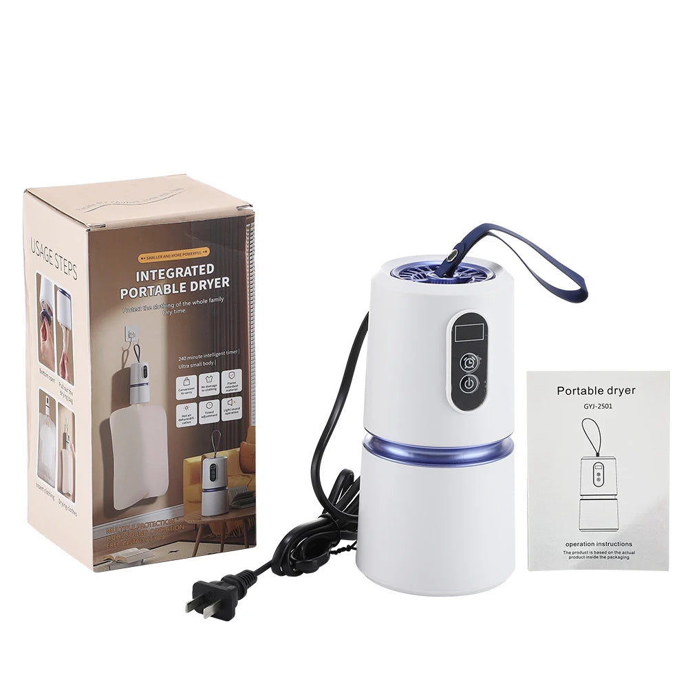 Portable Clothes Dryer Small Quiet Clothing Fast-Drying Machine Adjustable Timer Mini Laundry Dryer Foldable Drying Machine