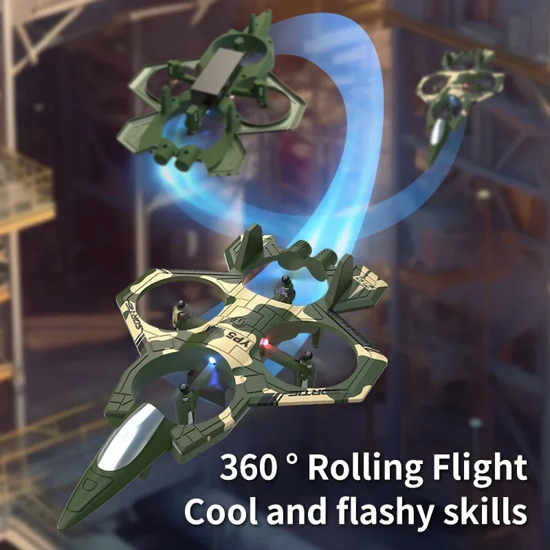 2025 New Fighter Quadcopter Drone Stunt Light RC Aircraft Four Channel Hovering Alta Altitude Rolling Special Effect