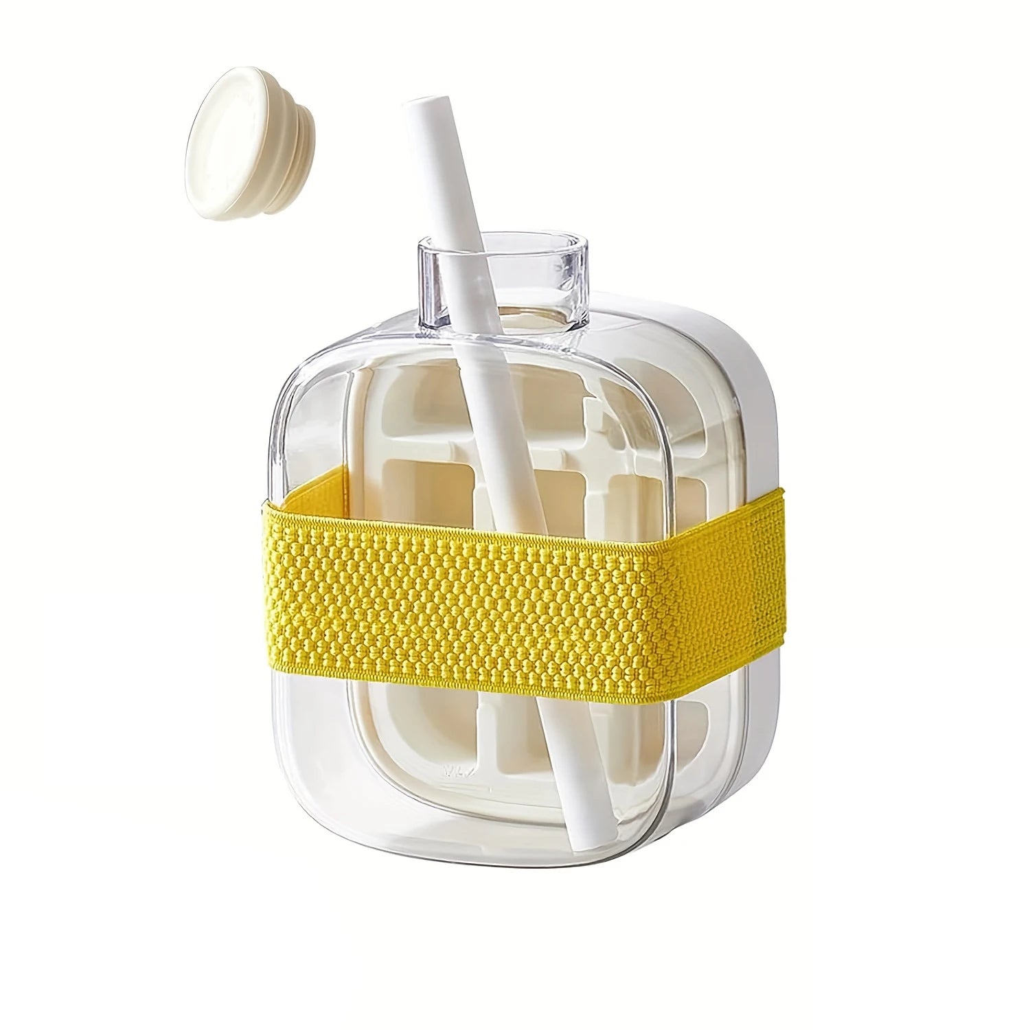 Silicone One-click Ice Mold Bottle Cooler Cup with Straw Ice Cube Tray with Lid for Freezer Creative NO TOUCH Mould for Summer