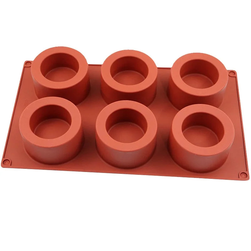 6 Holes Concave Convex Round Cup Muffin Cake Cup Mold Baking Mold Aromatherapy Candle Ice Cream Sandwich Cake Mold Mousse Soap