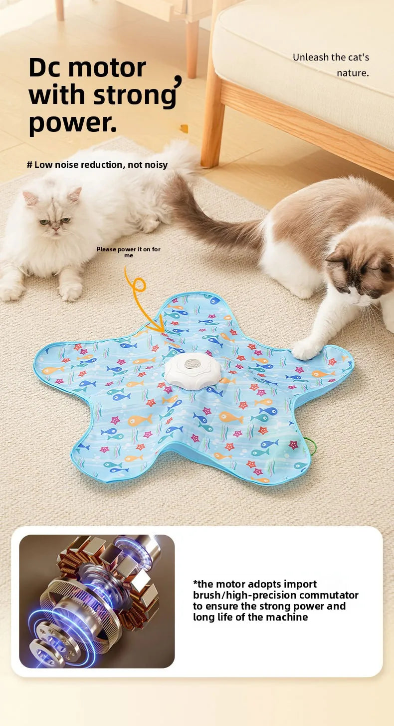 Cat Toys Interactive Hide and Seek Cat Toy with Mouse Squeaky Motion Activated Moving Concealed Feathers Kitten Teaser Toy