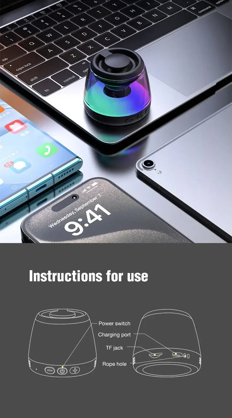 Magnetic Bluetooth Speaker RGB Mini Portable Speaker Magnetic Phone Holder Ring Wireless Sound Box Bluetooth Speaker Tower