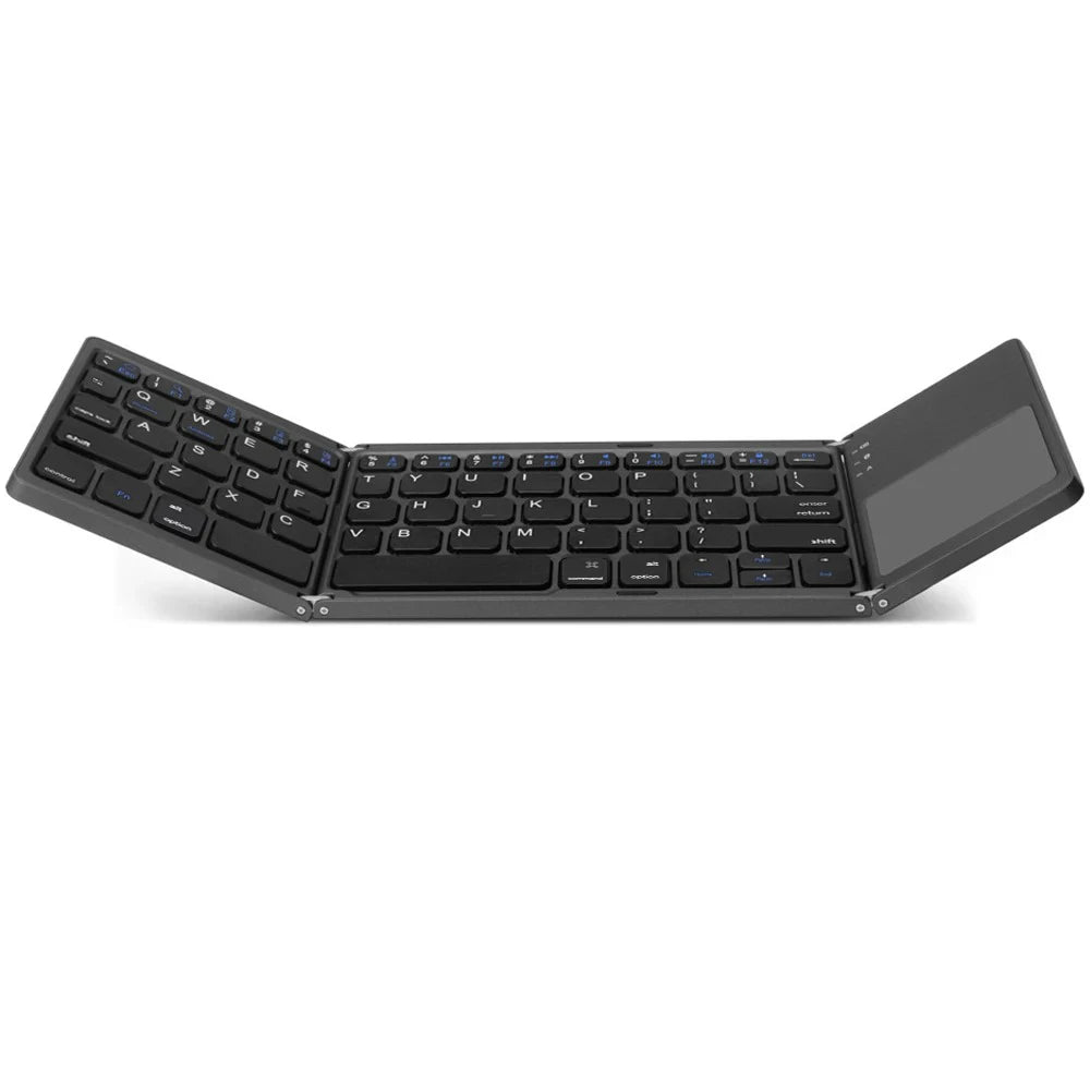 Portable Mini Three Folding Wireless Bluetooth Keyboard Foldable Touchpad Keypad for IOS Android Windows ipad Tablet Laptop