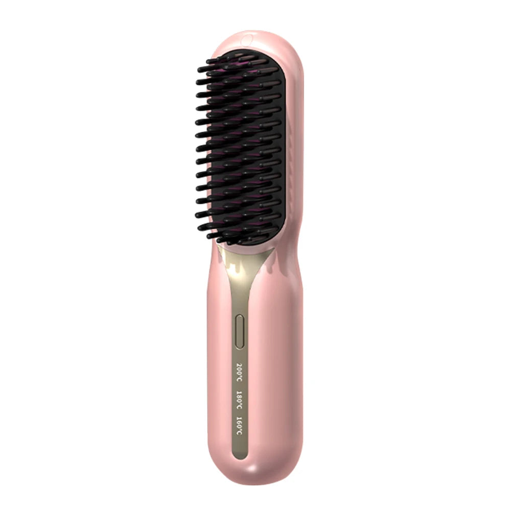 NEW Electric Ceramic Heating Straight Hair Comb Wireless Portable Negative Ion Styling Tool Rechargeable USB Straightening Brush