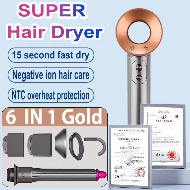 1600W Professional Hair-care Negative Ion Hair dryer 220V Leafless Hairdryer High Speed household Blow Dryer Salon Style Tool