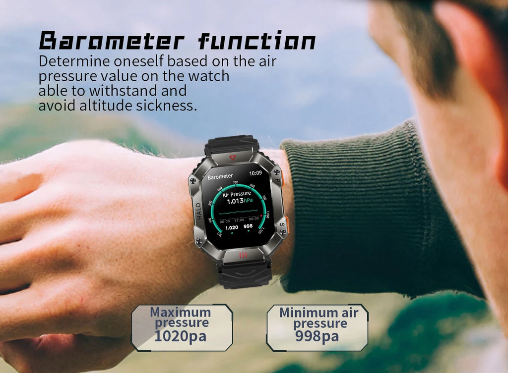 GEJIAN GPS Military Smart Watch Men For Android IOS Ftiness Watches Ip68 Waterproof 2.0'AI Voice Bluetooth Call Smart Watch