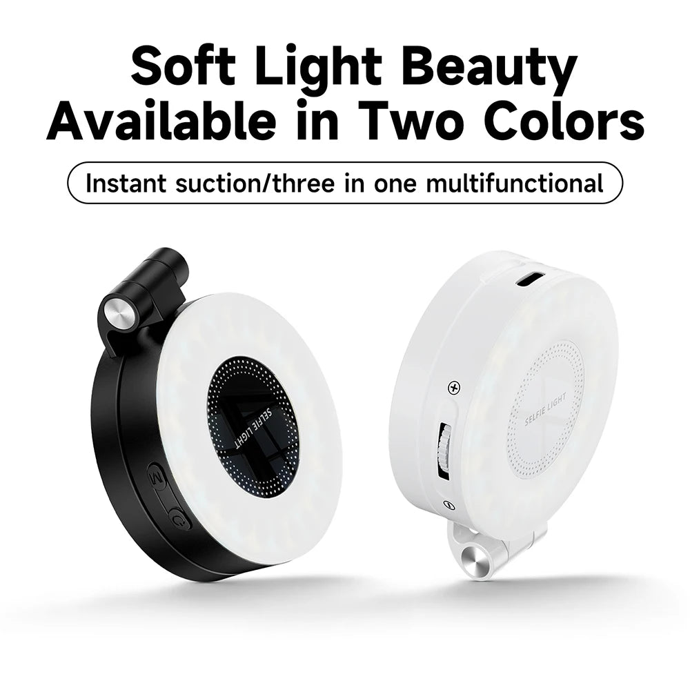 Magnetic Selfie Light Compatible with MagSafe iPhone&Android Phone Light with a Mirror 360° Folding LED Selfie Ring Fill Light
