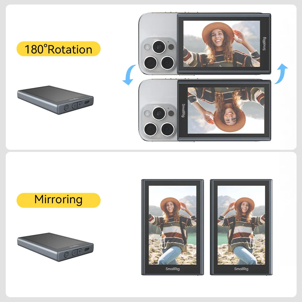 SmallRig Phone Monitor Screen with Wireless Control, Video Monitor w Cold Shoe Real-Time Screen Sharing for iPhone 17for MagSafe