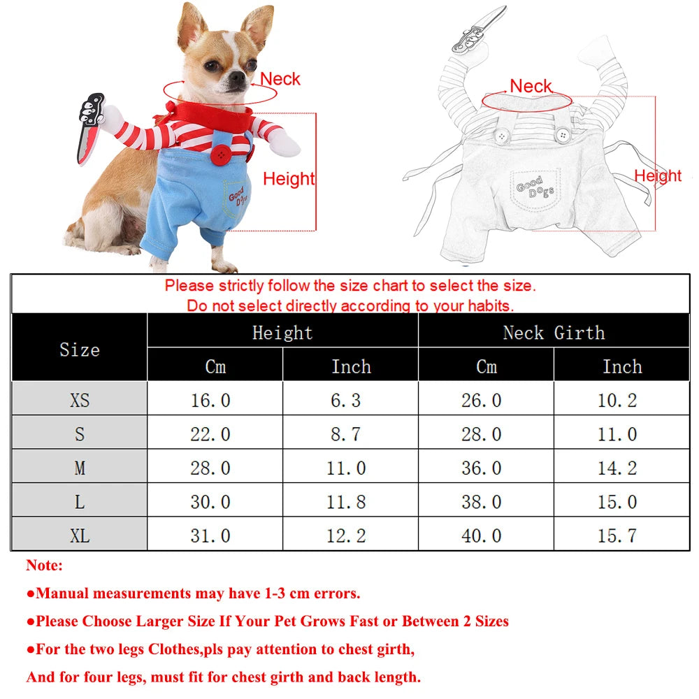 Funny Halloween Dog Costume For Small Medium Dogs Cats Adjustable Puppy Cosplay Party French Bulldog Chihuahua Pet Clothing