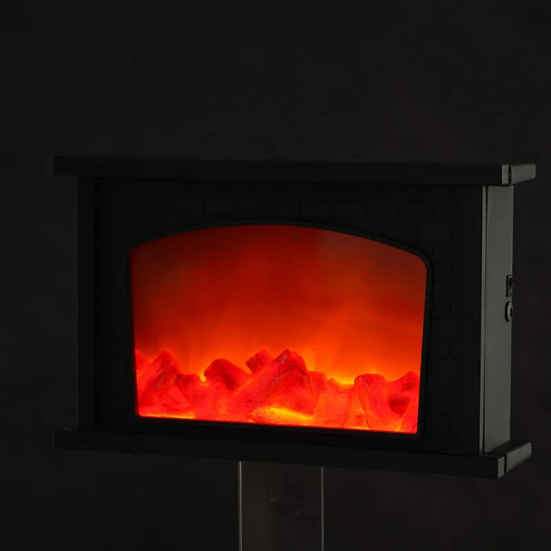 Retro Fireplace LED Simulated Flame Light LED Desktop Night Light Bedside Bedroom Lamp Living Room Home Decor Battery Powered 20