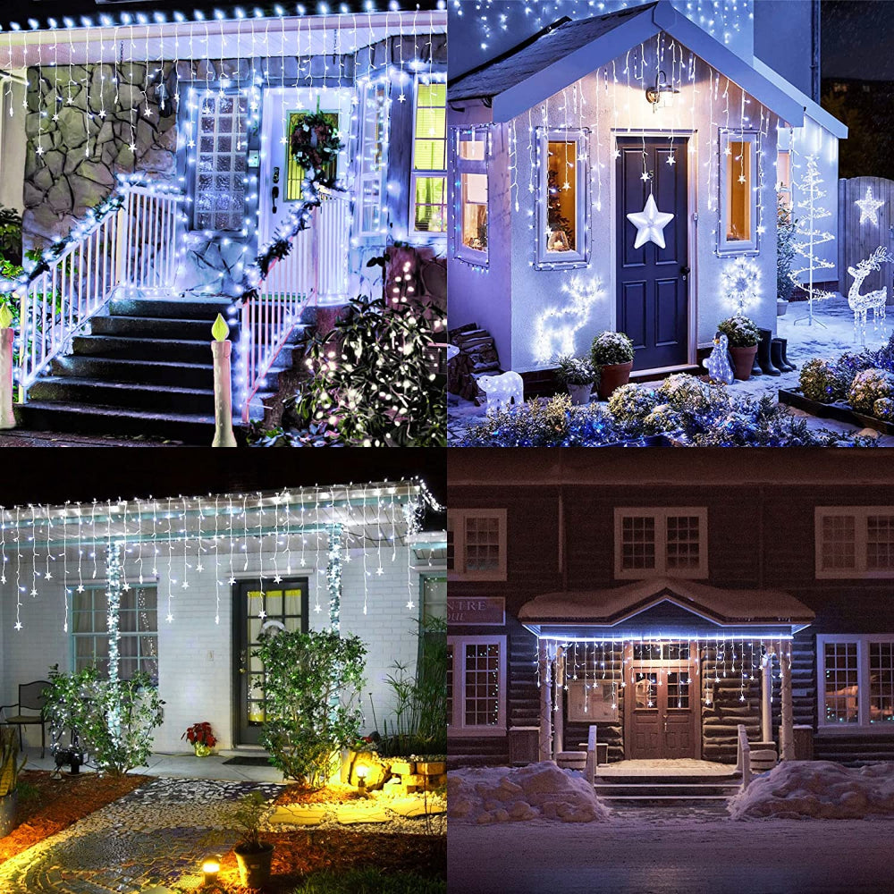 Christmas Decoration Lights Outdoor 20m 864 LED Street Garlands Icicle Lights Outdoor Waterproof Curtain Fairy String Light
