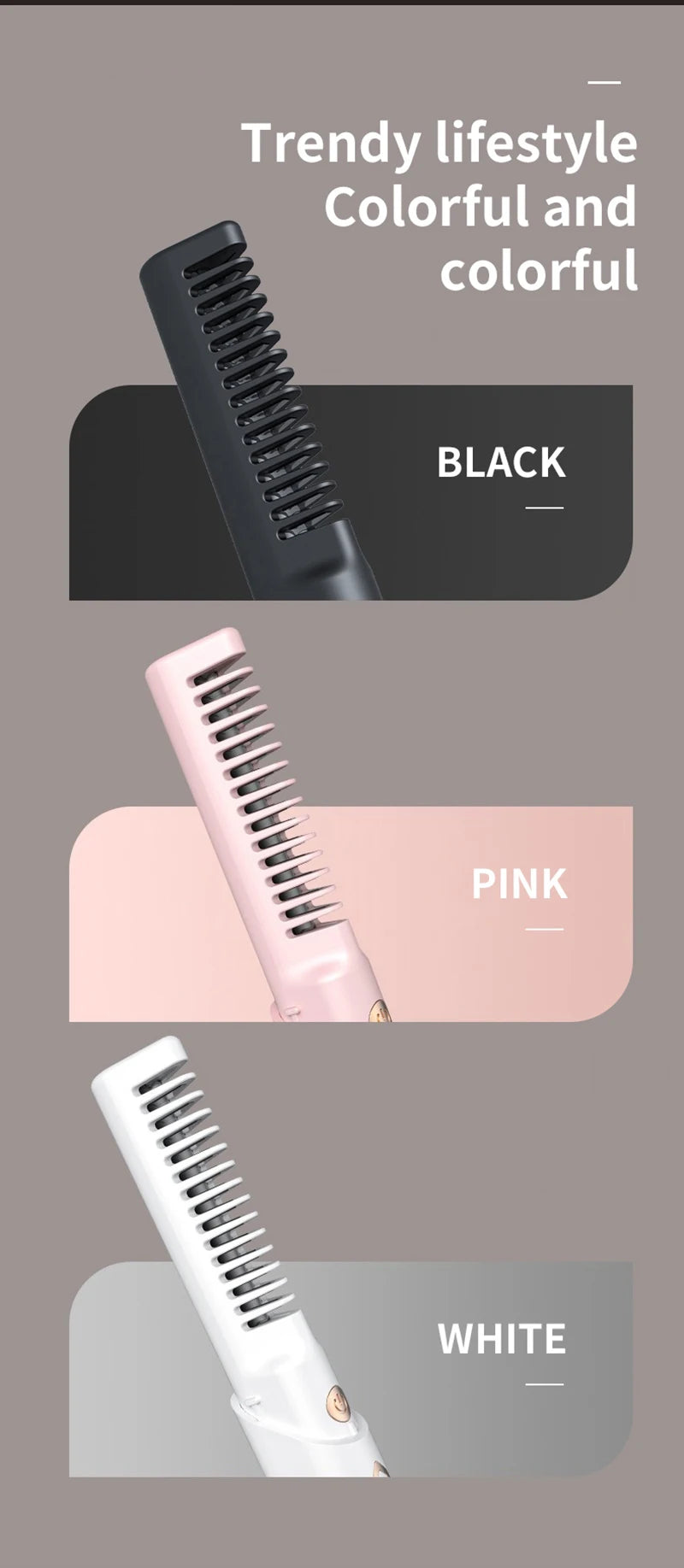 Portable Wireless Electric Hair Brush Heating Hair Straightener  2 IN 1 Home Travel Womem Anti-scalding Hair Straight Curly Comb