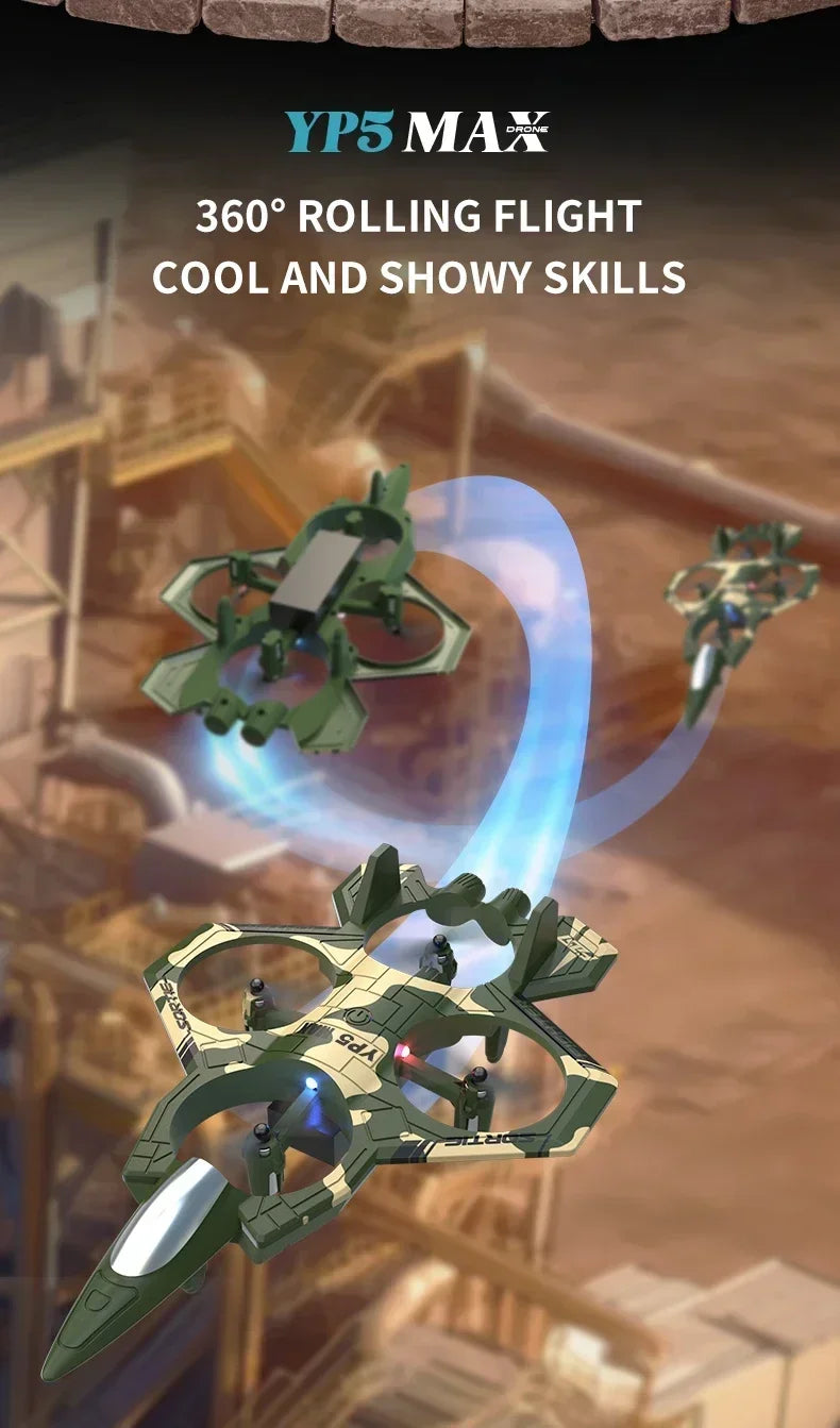 2025 New Fighter Quadcopter Drone Stunt Light RC Aircraft Four Channel Hovering Alta Altitude Rolling Special Effect