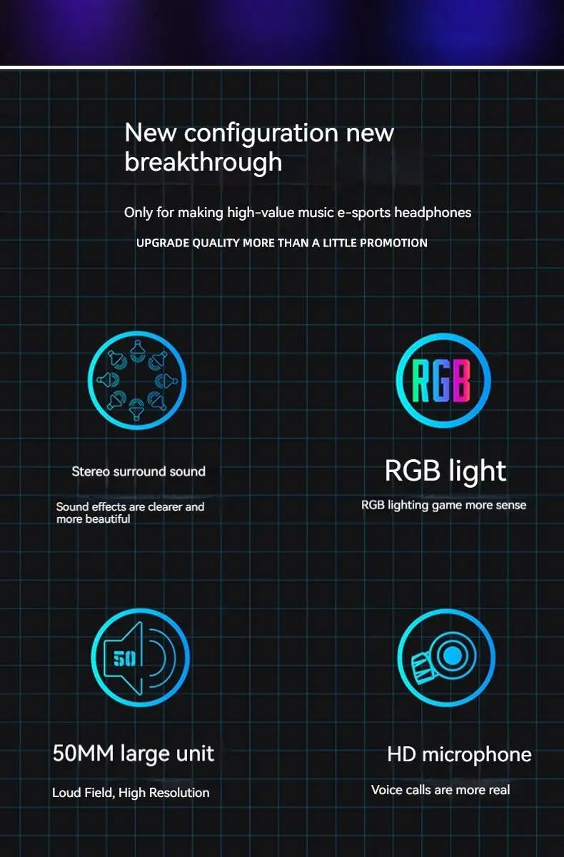 Gamer Wireless Bluetooth Headphones RGB Flowing Colorful Lamp Head Earphone Hifi Stereo Noise Reduction Gaming Headsets With Mic