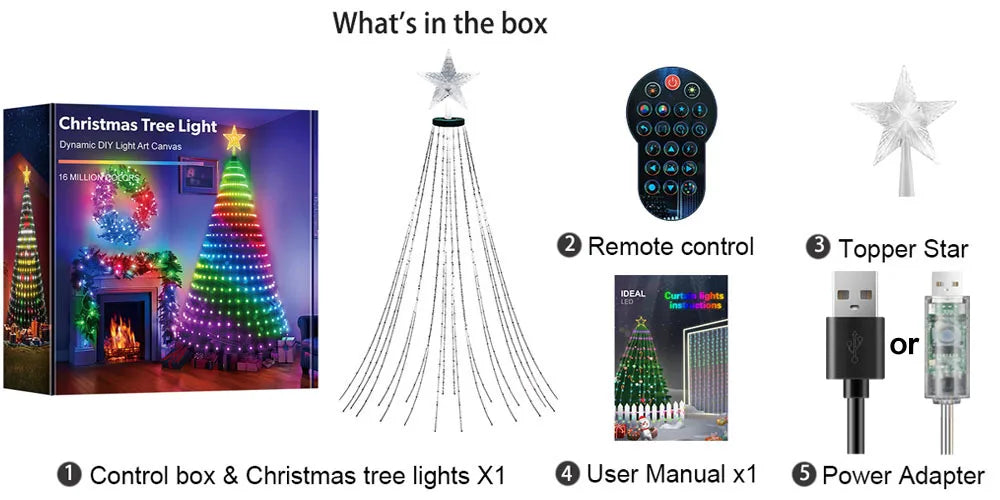 RGBIC 6.9FT 400LEDs Christmas Lights Holiday String Lights with Star Shape, Smart LED Xmas Tree for Indoor Outdoor Decor