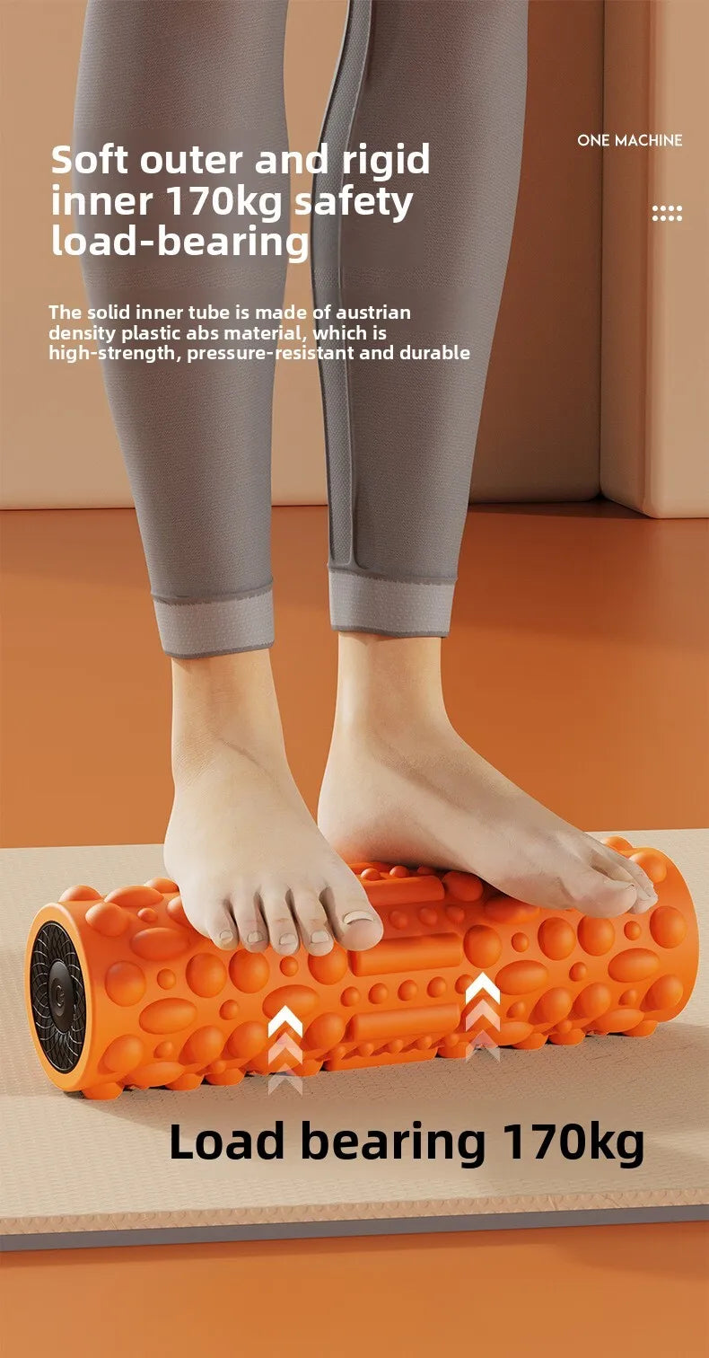 Electric Vibrating Foam Roller - Rechargeable Full Body Muscle Massager with Timer for Yoga Fitness Pain Relief Portable Massage