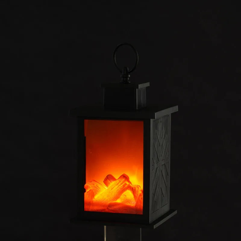 Retro Fireplace LED Simulated Flame Light LED Desktop Night Light Bedside Bedroom Lamp Living Room Home Decor Battery Powered 20