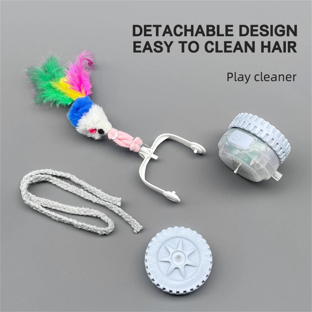 Cat Interactive Ball Toy, Automatic Rolling Ball with Tail, Rechargeable Smart Pet Interactive Toy, Intelligent Mouse for Cat