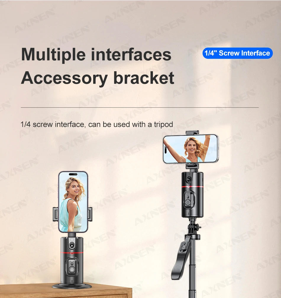 P02 360 Rotation Gimbal Stabilizer, Follow-up Selfie Desktop Face Tracking Gimbal for Tiktok Smartphone Live,with Remote Shutter