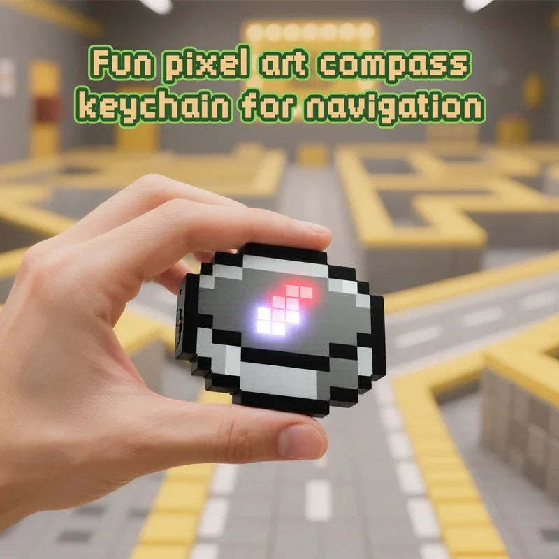 Rechargeable Compass Pixel Wind Peripheral design Toy trinket Use Movable Compass  Keychain Pendant Real-world Use Toys Gift