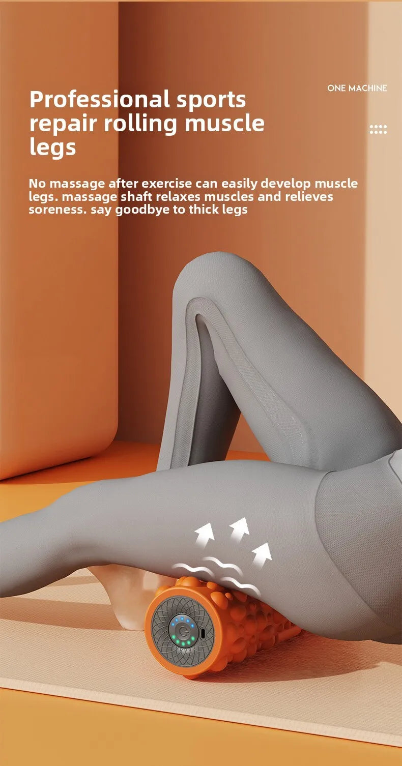 Electric Vibrating Foam Roller - Rechargeable Full Body Muscle Massager with Timer for Yoga Fitness Pain Relief Portable Massage