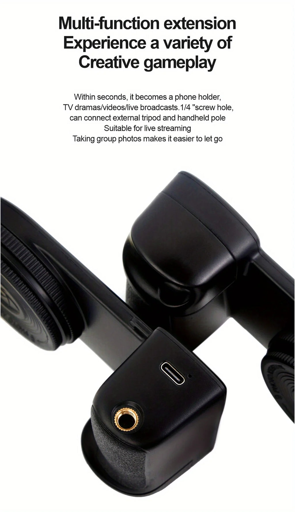 Magnetic Smartphone Handle Grip with Detachable 30M Bluetooth Remote with Fill Light Anti-shake Selfie Handle Photo Bracket