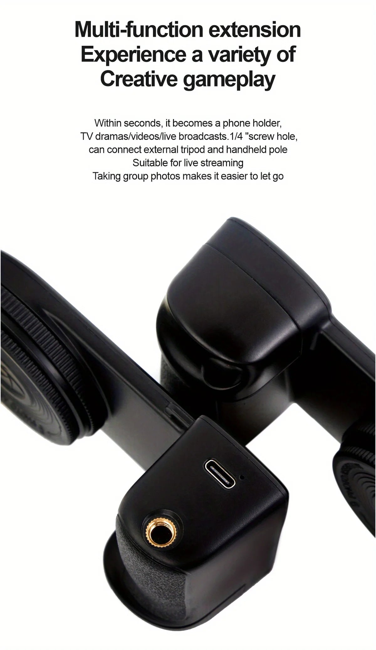Magnetic Smartphone Handle Grip with Detachable 30M Bluetooth Remote with Fill Light Anti-shake Selfie Handle Photo Bracket