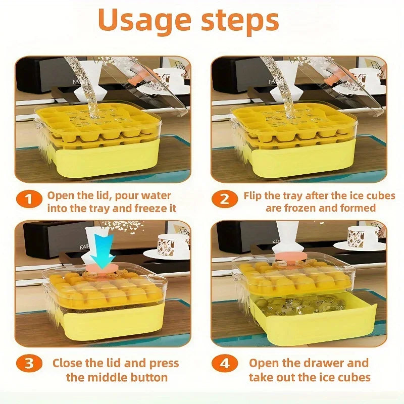 50 Grid Handheld Press Type Ice Cube Mold (no Power Required) Double-layer Design, Essential Kitchen Tool for Refrigerators