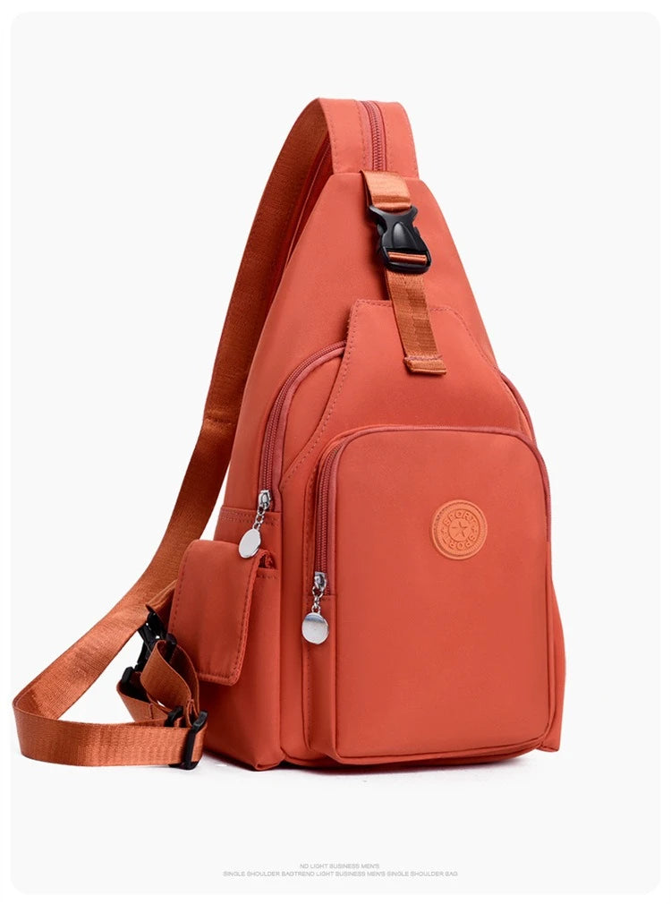 Korean Version of Nylon Fabric Fashion Trend Simple Casual Women Chest Bag with Large Capacity Multi-Functional Backpack 핸드백