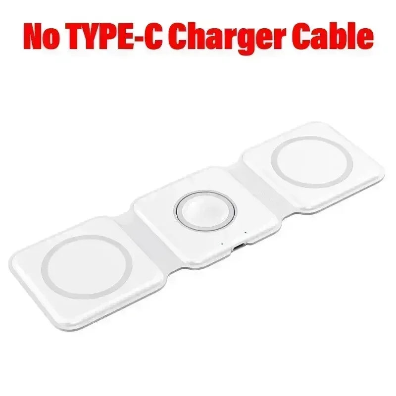 Foldable 3 In 1 Fast Charging Pad Desktop Wireless Charger For iPhone 17 16 15 14 13 Pro Max iWatch 10 9 8 7 6 AirPods Pro 2