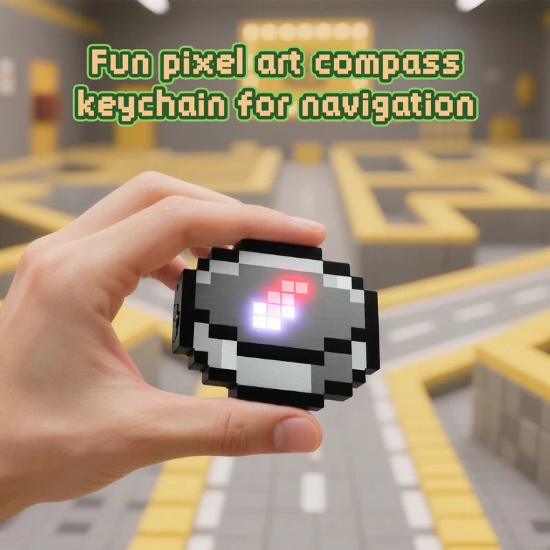 Rechargeable Compass Pixel Wind Peripheral design Toy trinket Use Movable Compass  Keychain Pendant Real-world Use Toys Gift