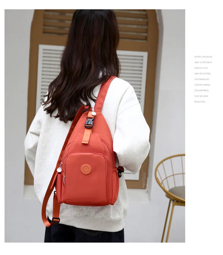Korean Version of Nylon Fabric Fashion Trend Simple Casual Women Chest Bag with Large Capacity Multi-Functional Backpack 핸드백
