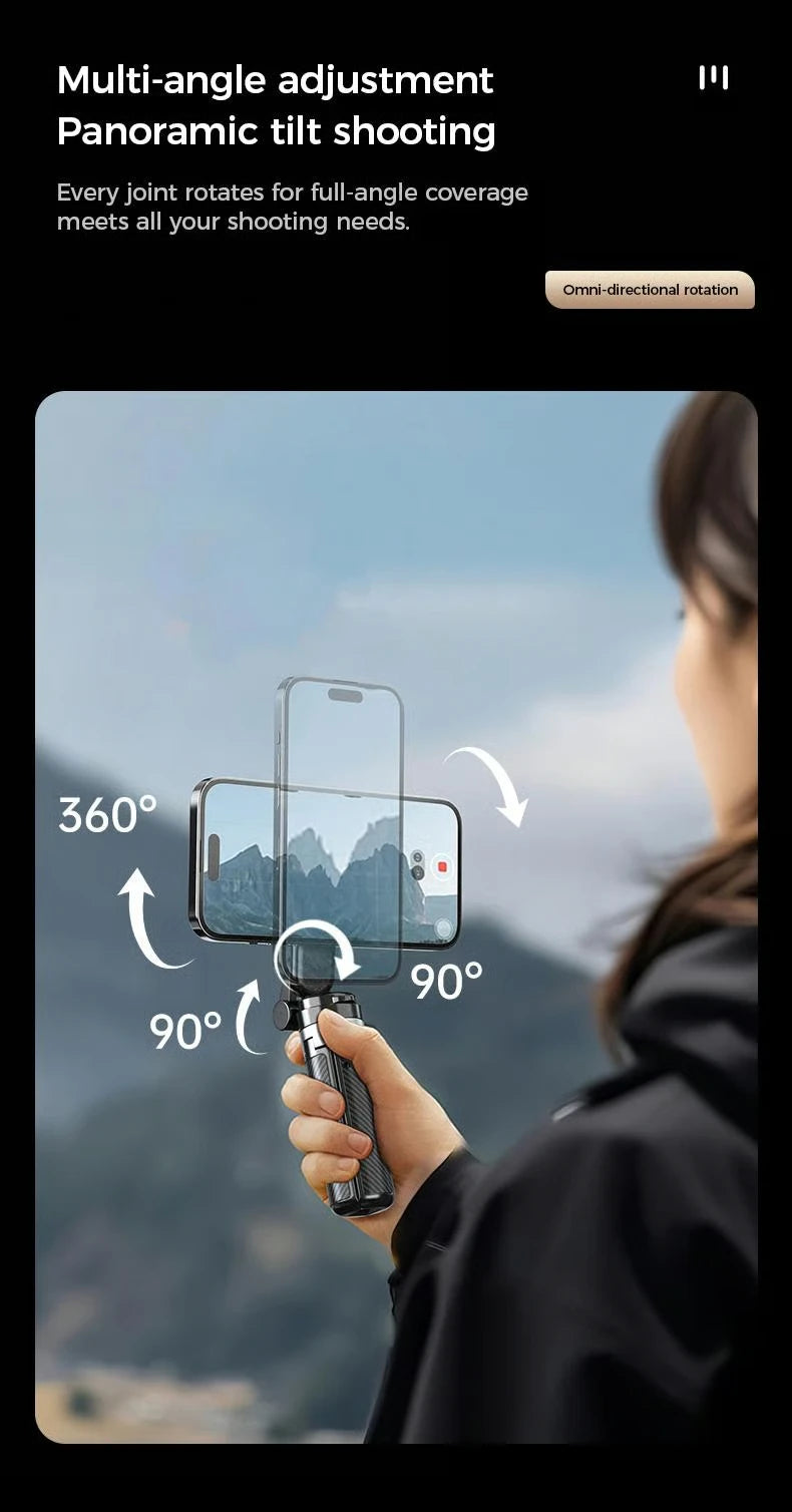 4-in-1 Multifunctional Magnetic mini Selfie Stick with 360° Rotation Wireless Bluetooth Control Magnetic Phone Holder