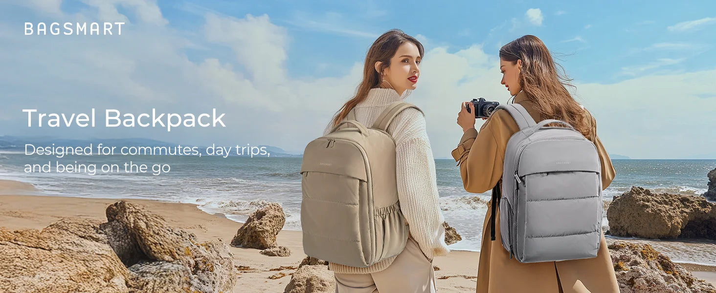 BAGSMART Women's Backpack Airline Approved Carry On with Shoe Compartment Fits 15.6" Laptop Water-Resistant Travel Backpack