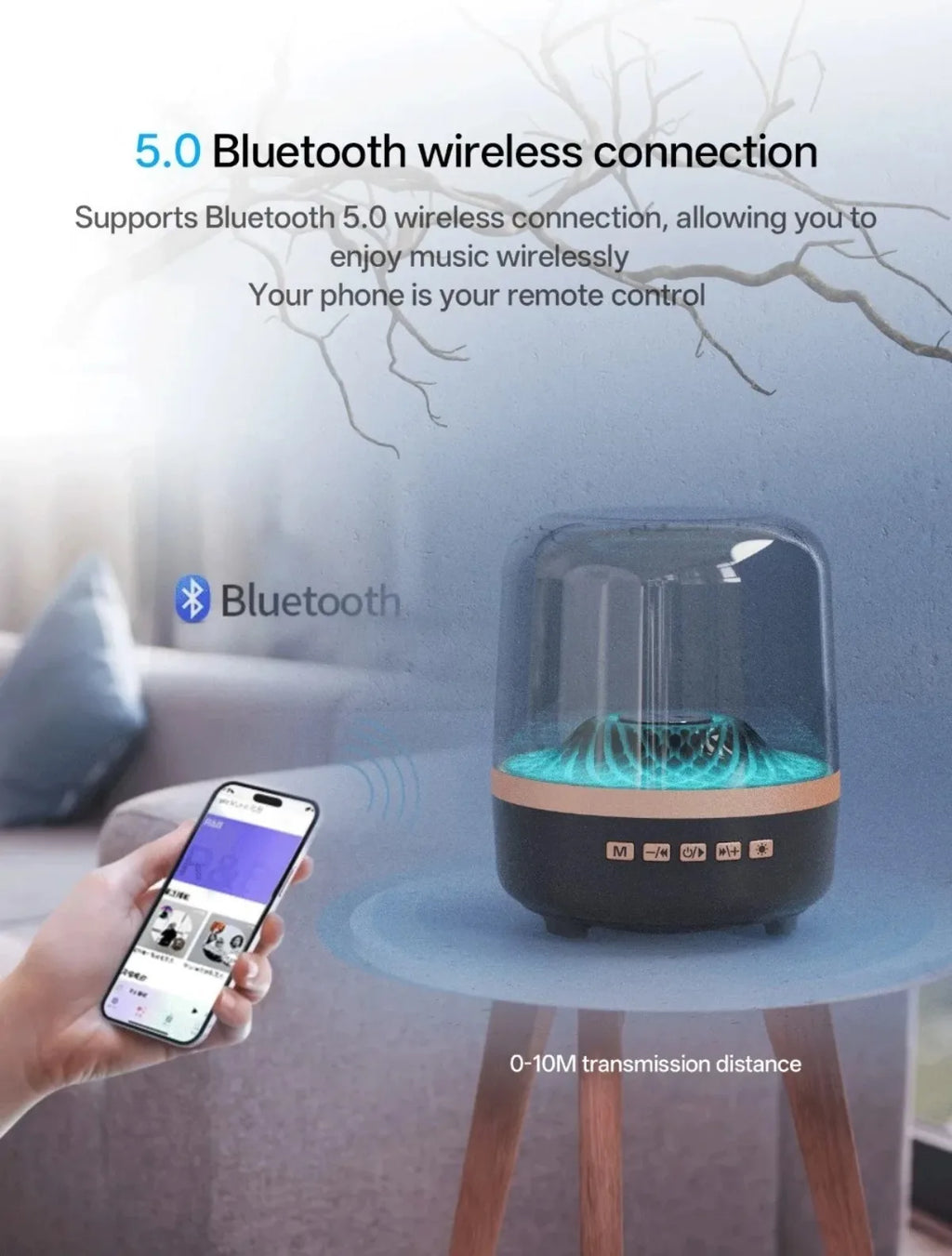 Glaze 5 Subwoofer Bluetooth 5.3 Audio Breathing Lamp Speakers Hi-Fi Acoustic Wireless Soundbar Portable Speaker for Home Theater