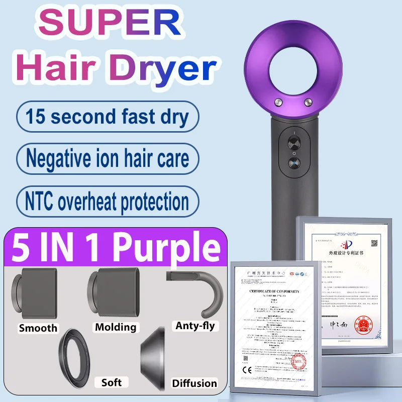 1600W Professional Hair-care Negative Ion Hair dryer 220V Leafless Hairdryer High Speed household Blow Dryer Salon Style Tool