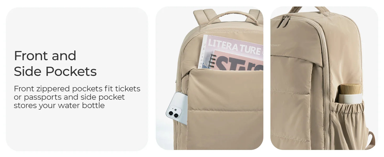 BAGSMART Women's Backpack Airline Approved Carry On with Shoe Compartment Fits 15.6" Laptop Water-Resistant Travel Backpack