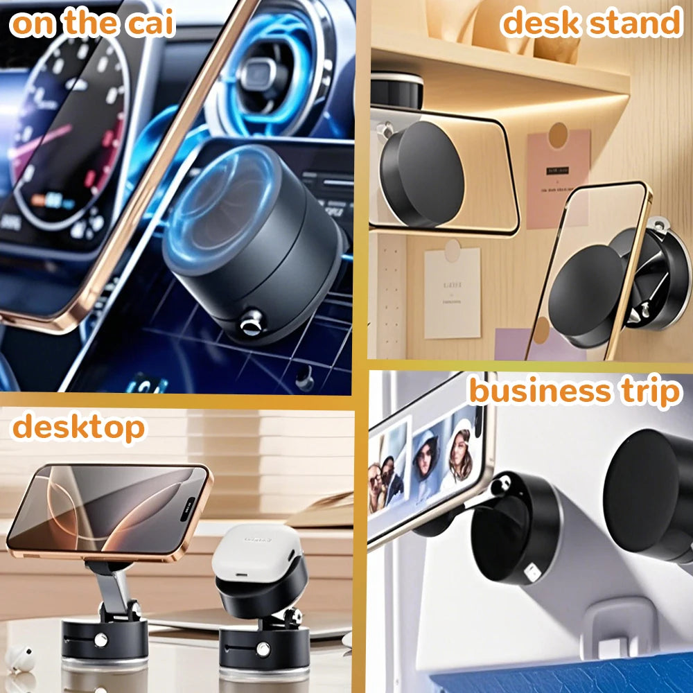 Vacuum Car  Magnetic Phone Holder Suction Cup Adjustable Phone Stand for iphone 16 pro Foldable Cell Navigation Support Bracket