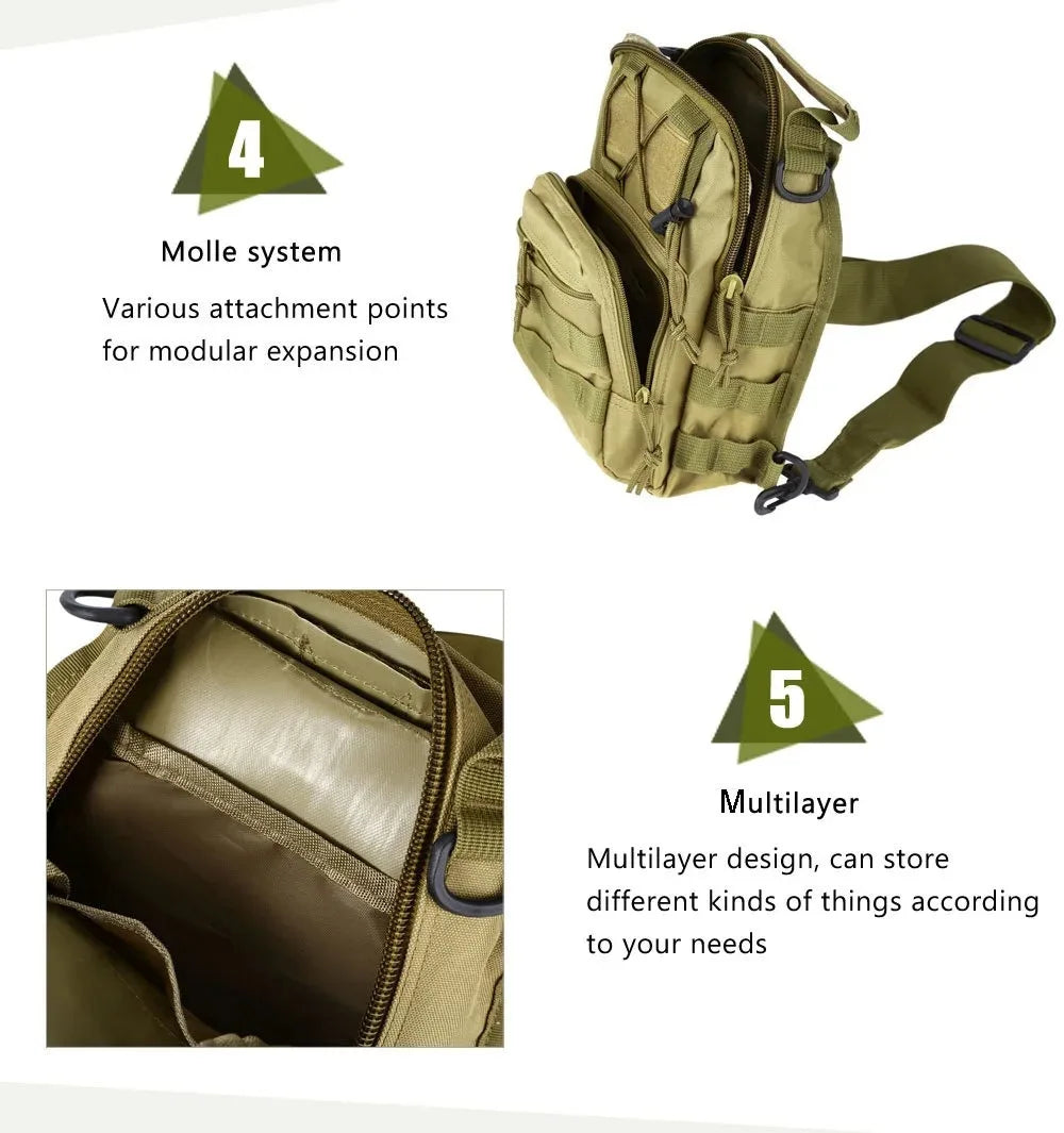 Men's outdoor Chest bag Camouflage Shoulder Bag Sling Backpack 900D Oxford Mountaineering Camping Fishing Trekking