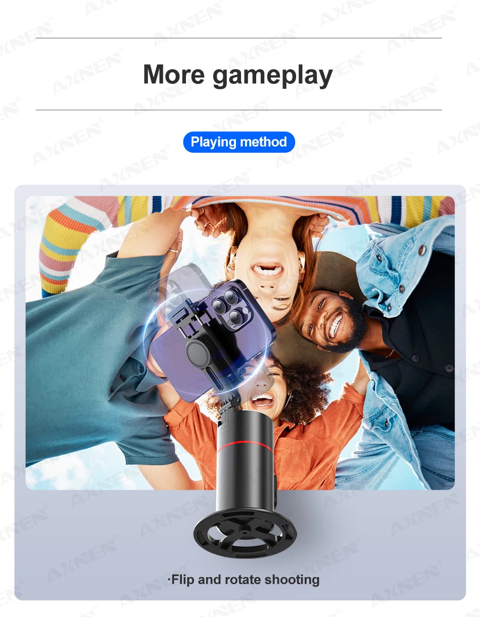 P02 360 Rotation Gimbal Stabilizer, Follow-up Selfie Desktop Face Tracking Gimbal for Tiktok Smartphone Live,with Remote Shutter