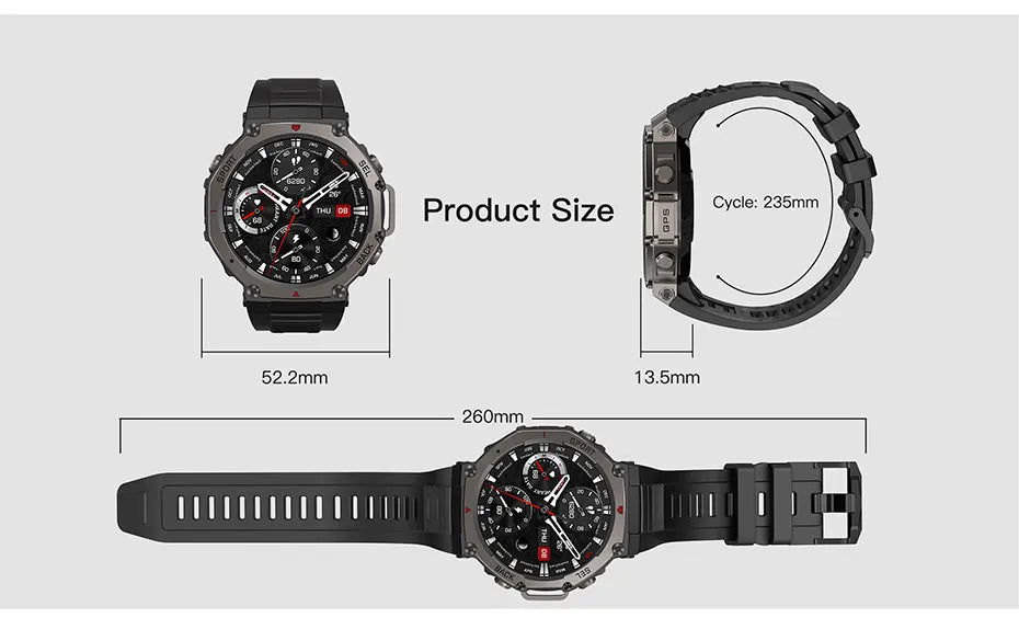 Smart Watch For T-Rex 3 GPS Smartwatch AMOLED Touch Screen 5ATM Outdoor Compass Smart Fitness Sport Monitor Men Watch ForXiaomi