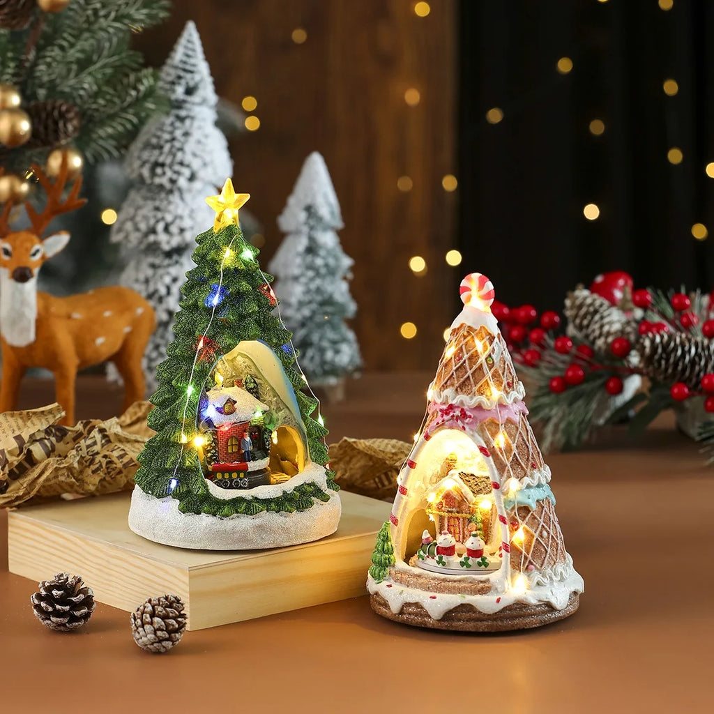 Christmas Music Train LED Music Box Christmas Tree Gingerbread Man Music Box Night Light Xmas New Year Decor Ornament Gifts
